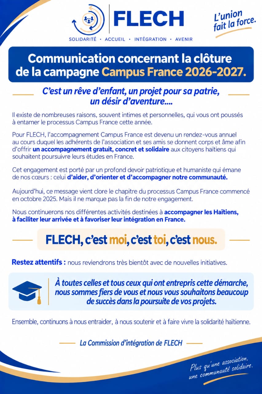 Communication concernant la clôture de la campagne Campus France 2026-2027